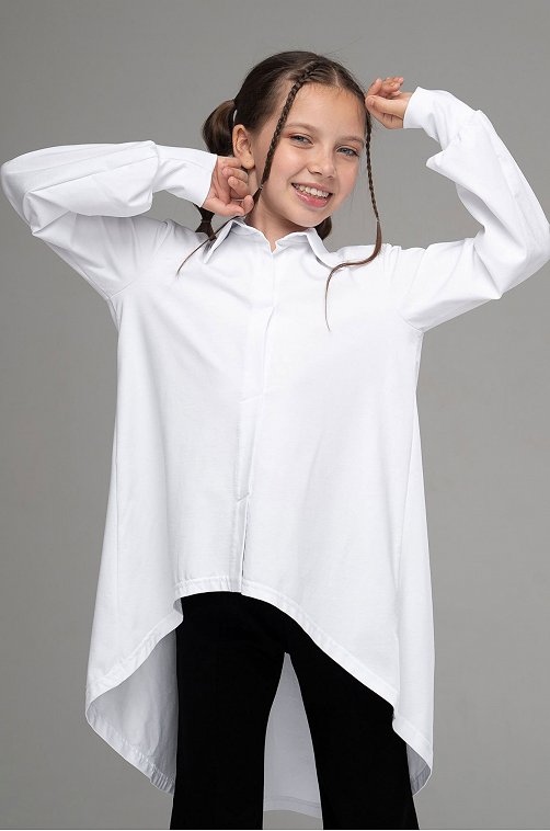 Удлиненная блузка-рубашка для девочки Looklie