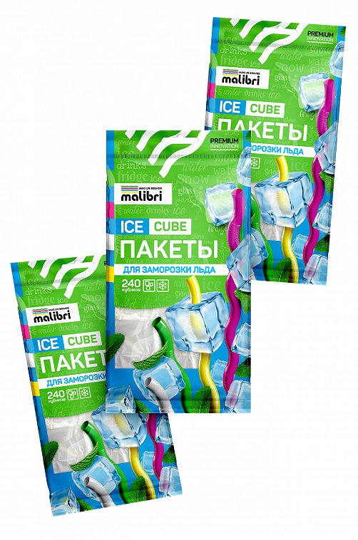 Пакеты для заморозки льда 240 кубиков, 3 уп. Malibri