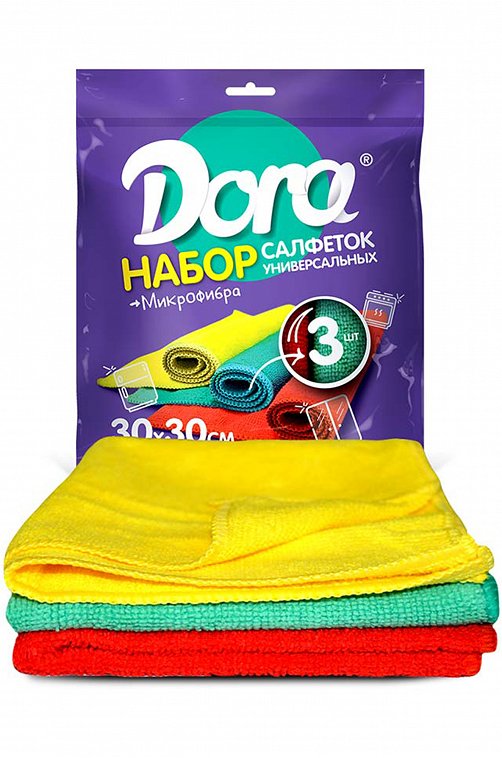 Набор универсальных салфеток из микрофибры 3шт Dora