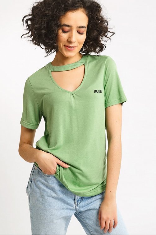 Футболка женская Mark Formelle 6601380 зеленый купить оптом в HappyWear.ru