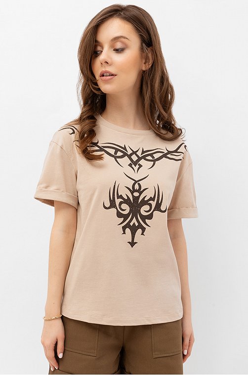 Футболка женская Mark Formelle 6601544 бежевый купить оптом в HappyWear.ru