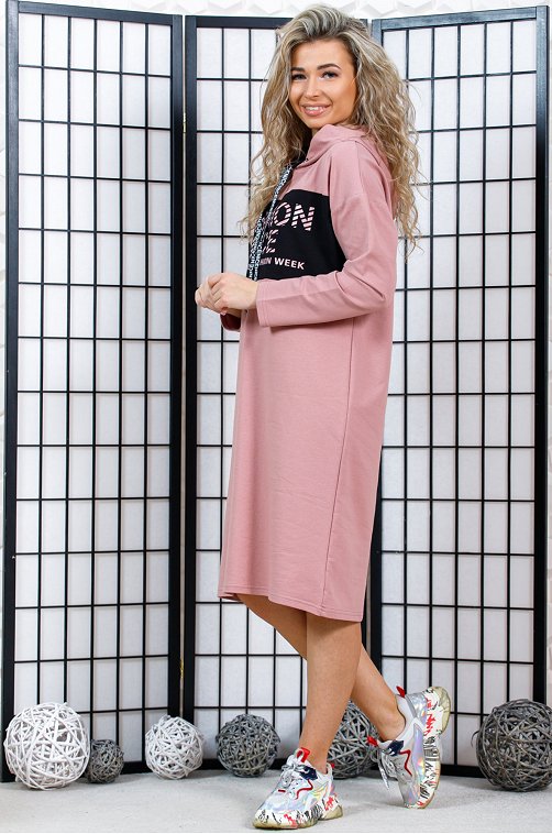 Женское платье из футера NSD стиль 6613858 розовый купить оптом в HappyWear.ru