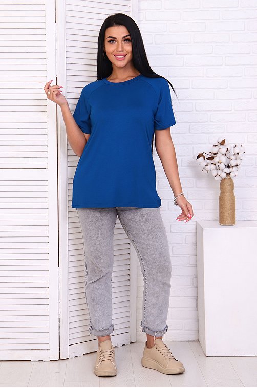 Футболка Happyfox облегающая базовая из вискозы летняя однотонная HFG086св.лиловый Натали