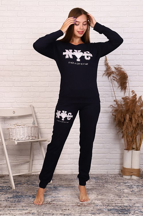 Женский костюм Натали 6659347 синий купить оптом в HappyWear.ru