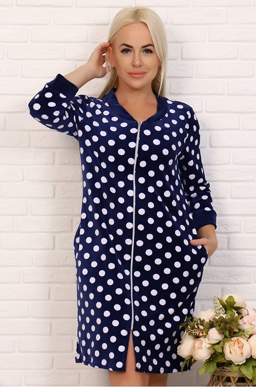 Халат женский Натали 6613169 синий купить оптом в HappyWear.ru