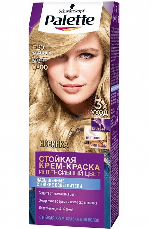 Стойкая крем-краска для волос оттенок E20 0-00 Осветляющий 110 мл+ 10 г Palette