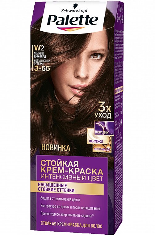 Стойкая крем-краска для волос Fashion Collection оттенок W2 3-65 Темный шоколад 110 мл Palette