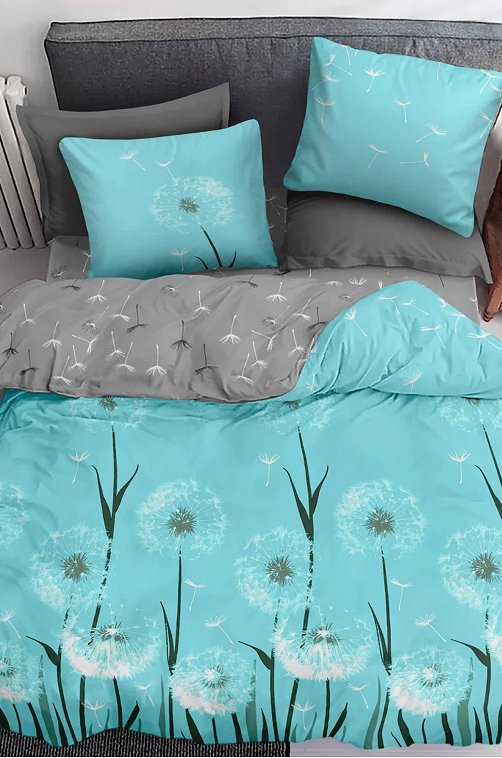 Постельное белье из поплина, евро, наволочки 50*70 Павлина