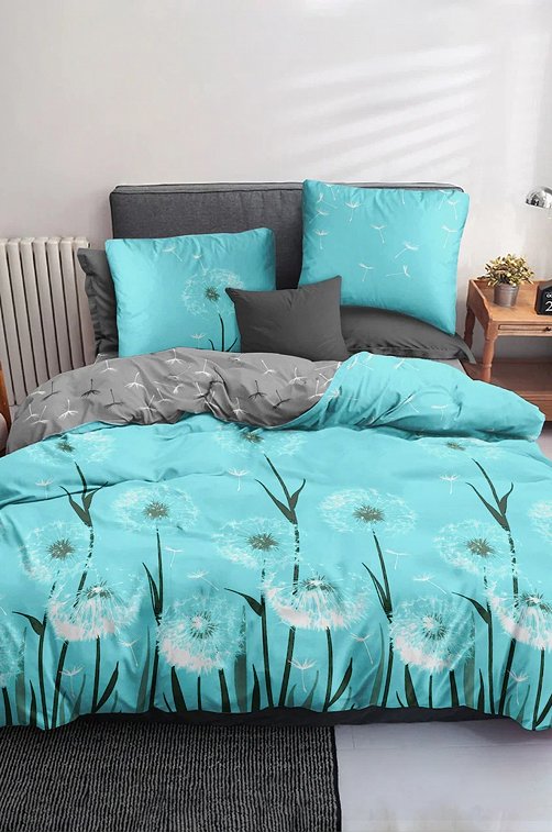 Постельное белье из поплина, евро, наволочки 50*70 Павлина