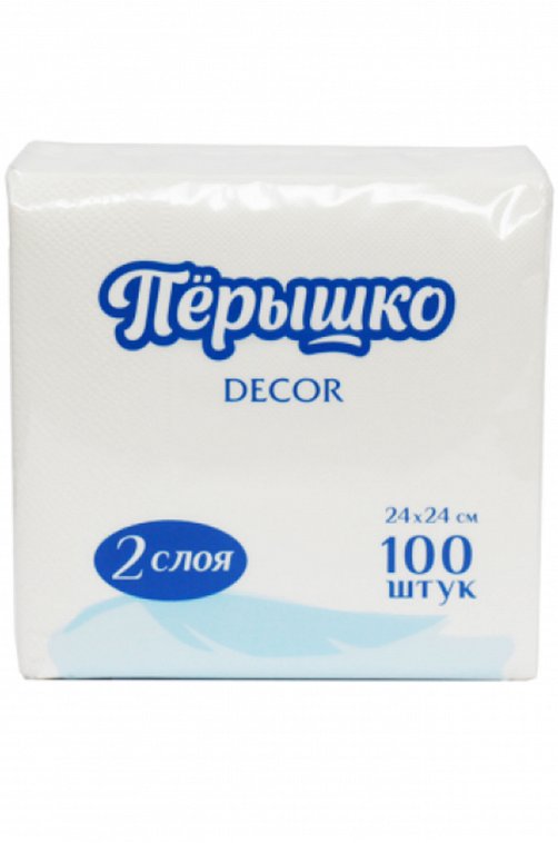 Салфетки бумажные двухслойные Dekor 100 шт Перышко