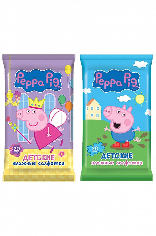 Детские влажные салфетки в шоубоксе 20 шт Peppa Pig