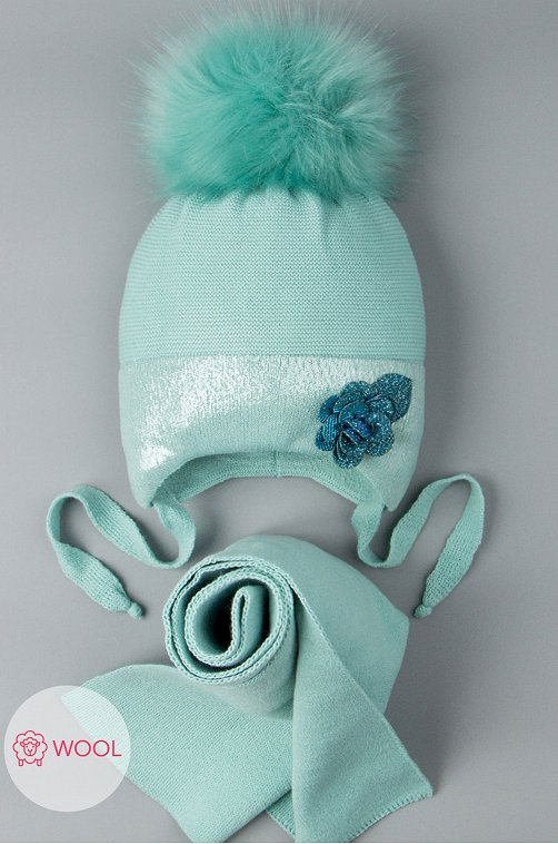 Комплект шапка с шарфом для девочки Русбубон