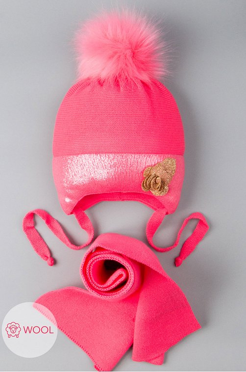 Комплект шапка с шарфом для девочки Русбубон