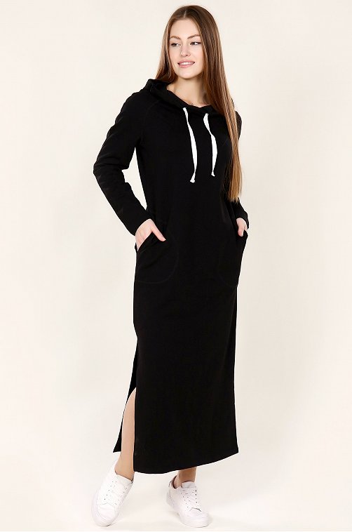 Женское платье из футера Руся 6666591 черный купить оптом в HappyWear.ru