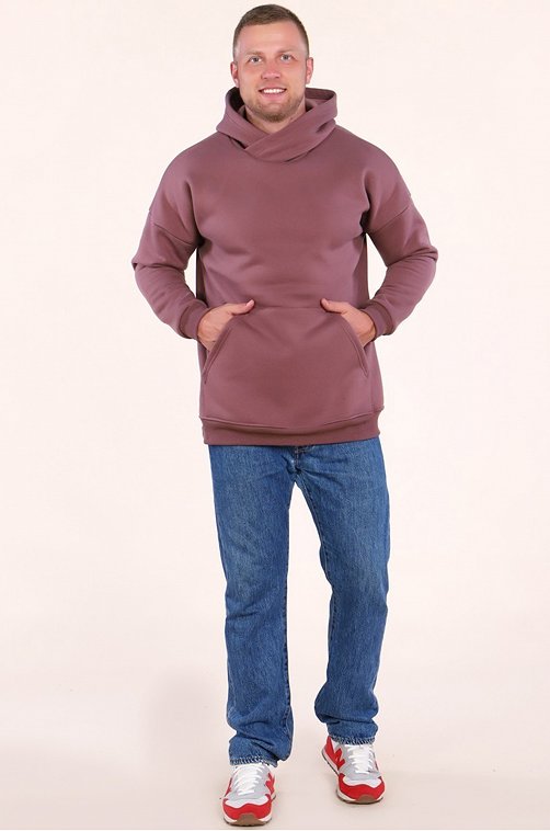 Теплая мужская толстовка из футера трехнитки с начесом Руся