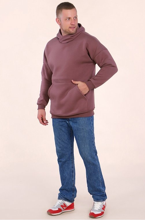 Теплая мужская толстовка из футера трехнитки с начесом Руся