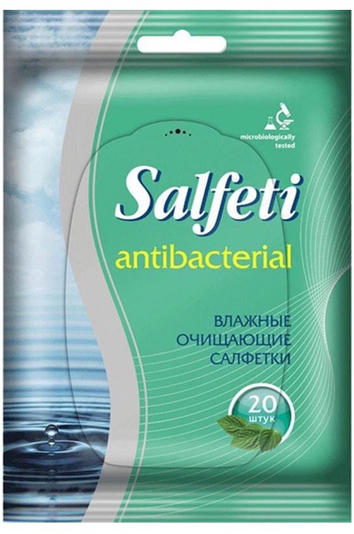 Салфетки влажные антибактериальные 20 шт Salfeti