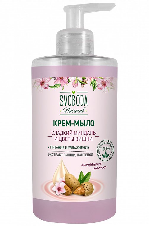 Жидкое крем-мыло Svoboda Natural Сладкий миндаль и цветы вишни 430 мл Свобода