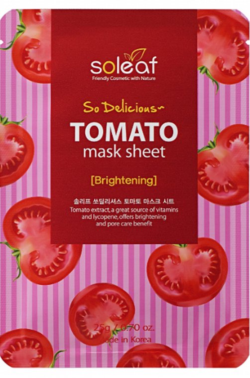 Маска тканевая  для лица с томатом So Delicious Tomato Mask Sheet 25 мл SOLEAF