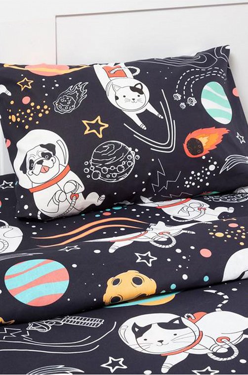 Детское постельное белье из бязи, 1,5 сп, наволочка 50*70, светится в темноте Этель