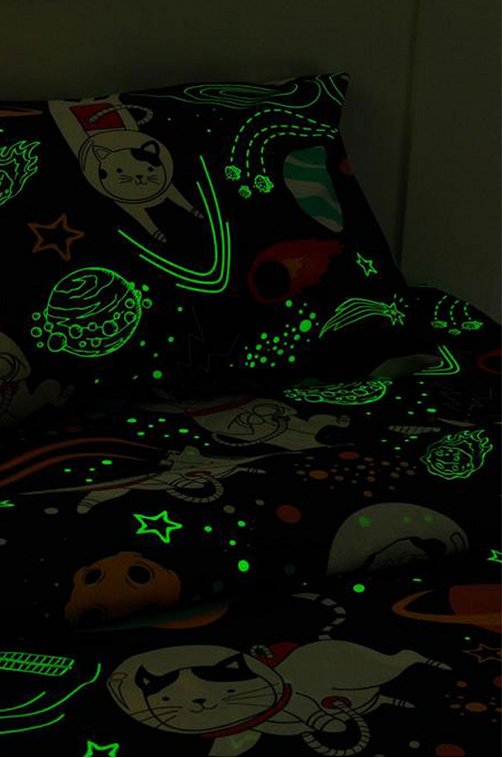 Детское постельное белье из бязи, 1,5 сп, наволочка 50*70, светится в темноте Этель