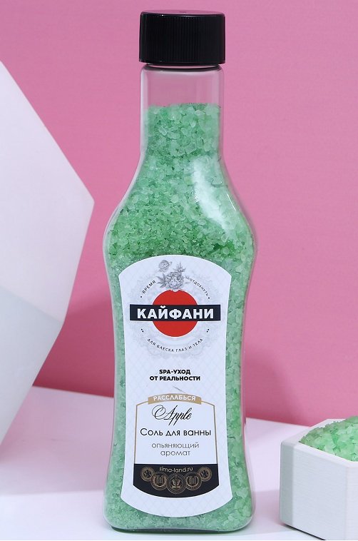 Соль для ванны аромат зеленого яблока 320 г Чистое счастье