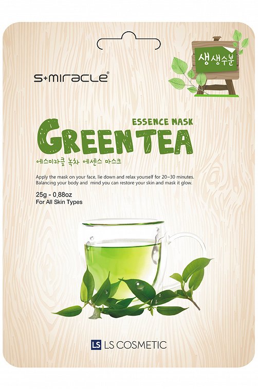 Маска тканевая для лица Green Tea Essence Mask 25 г S+MIRACLE