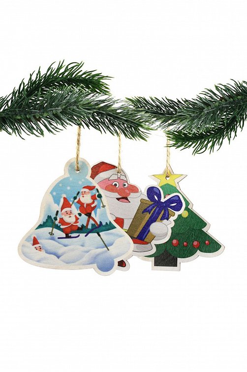 Фигурки для декорирования Новогодние подвески 6 шт. Woodlandtoys