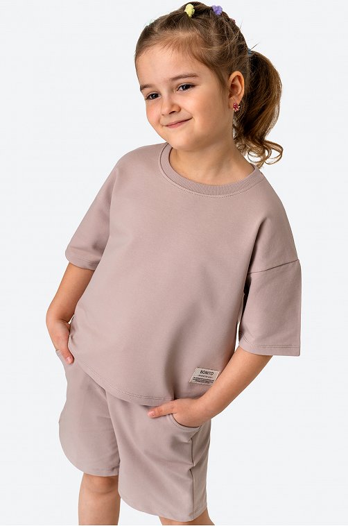 Костюм оверсайз из футера двухнитки для девочки Bonito