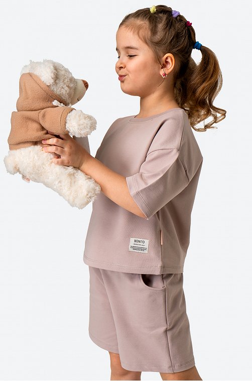 Костюм оверсайз из футера двухнитки для девочки Bonito
