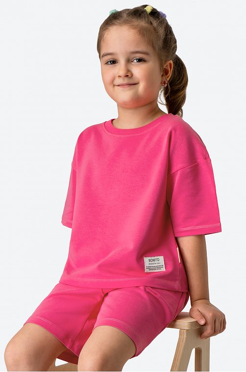 Костюм оверсайз из футера двухнитки для девочки Bonito