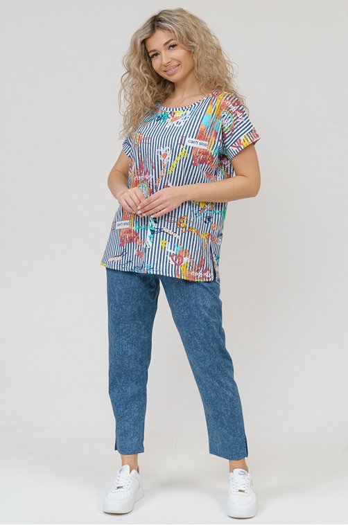 Женский хлопковый костюм SveTekst 6687081 синий купить оптом в HappyWear.ru