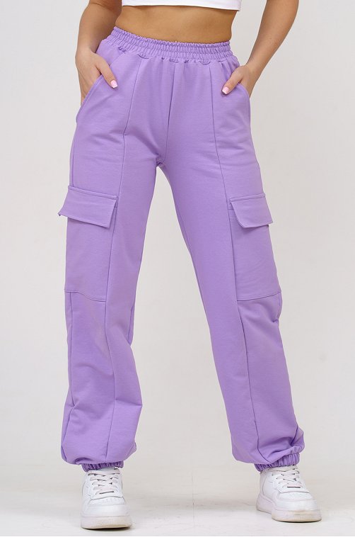 Женские брюки карго из футера SveTekst 6691289 фиолетовый купить оптом вHappyWear.ru