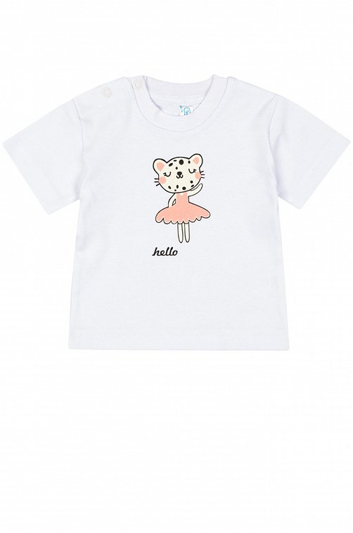 Хлопковая футболка из интерлока для девочки Takro