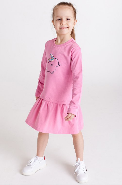 Хлопковое платье для девочки с лайкрой Takro