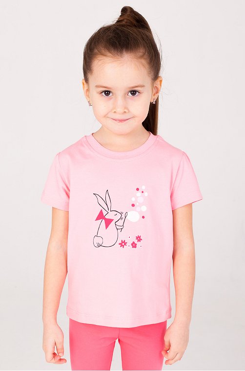 Хлопковая футболка для девочки с лайкрой Takro