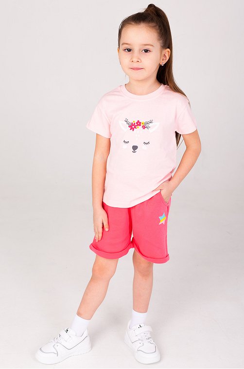 Хлопковые шорты из интерлока для девочки Takro