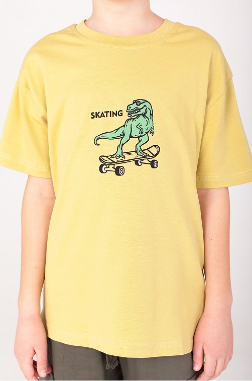 Хлопковая футболка оверсайз с лайкрой для мальчика Takro