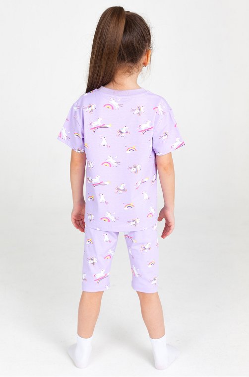 Хлопковая пижама с лайкрой для девочки Takro