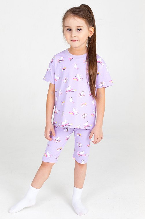 Хлопковая пижама с лайкрой для девочки Takro