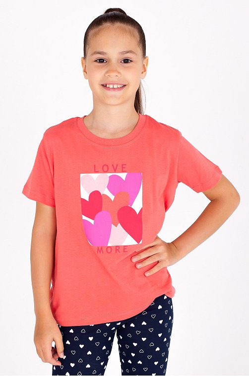 Хлопковая футболка для девочки Takro