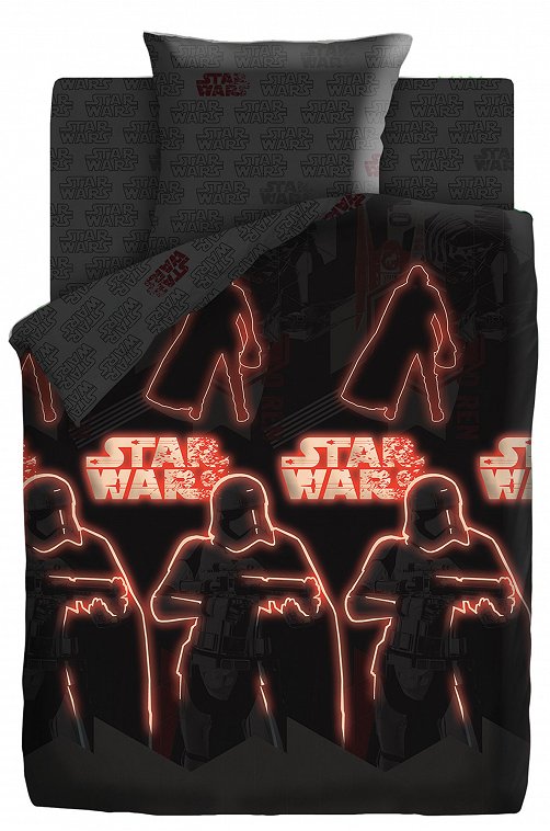 Детское постельное белье из поплина, 1,5 сп, наволочки 50*70, светится в темноте Star Wars Neon