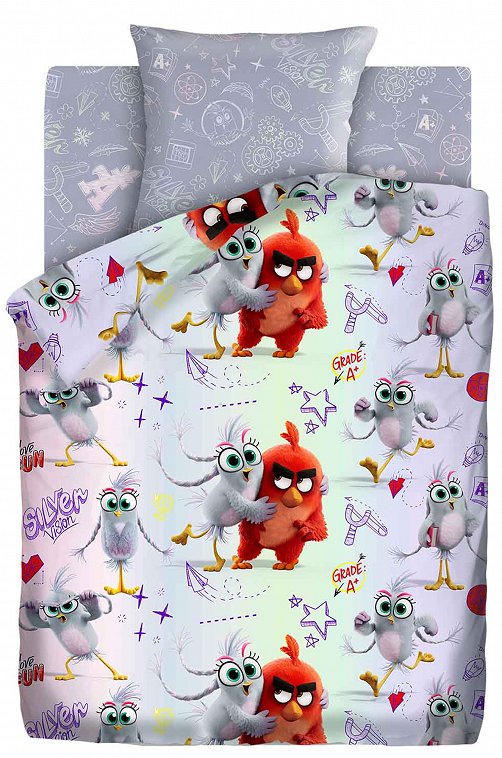 Детское постельное белье из бязи, 1,5 сп, наволочки 70*70 Angry Birds 2