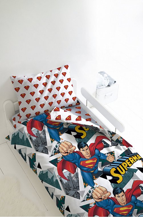 Детское постельное белье из поплина, 1,5 сп, наволочки 70*70 Супермен