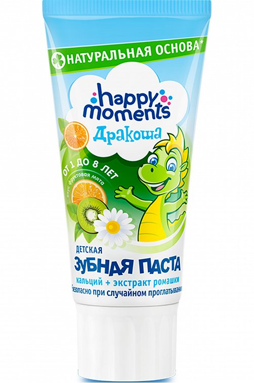 Детская зубная паста со вкусом фруктовой мяты от 1 до 8 лет 60 мл Happy Moments
