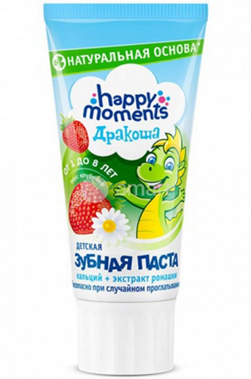 Детская зубная паста со вкусом клубники от 1 до 8 лет 60 мл Happy Moments