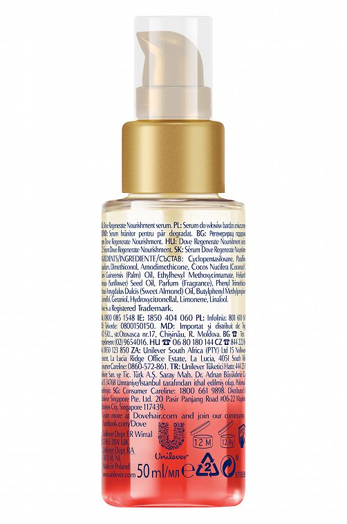 Сыворотка-масло Advanced Hair Series Прогрессивное восстановление без парабенов 50 мл Dove