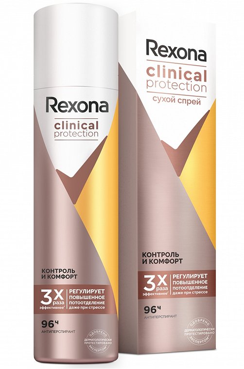 Дезодорант-антиперспирант спрей Rexona Clinical Protection Контроль и комфорт 150 мл Rexona