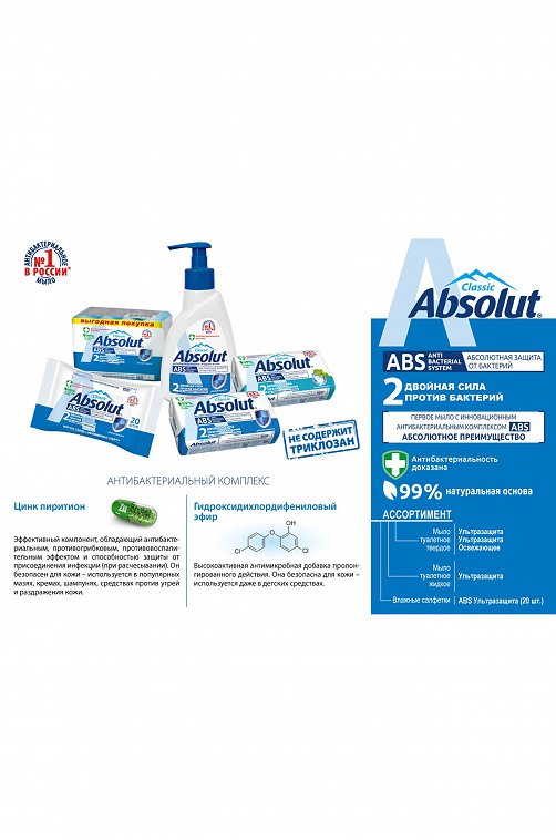 Мыло жидкое Absolut Classic ABS Антибактериальное 250 г Absolut