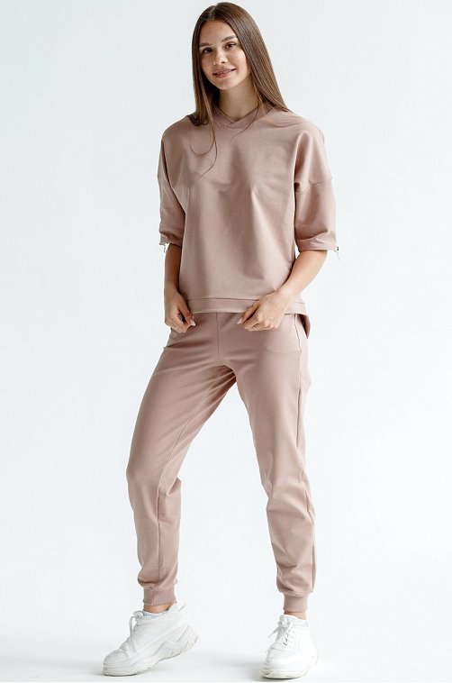 Спортивный женский костюм 6646887 коричневый купить оптом в HappyWear.ru